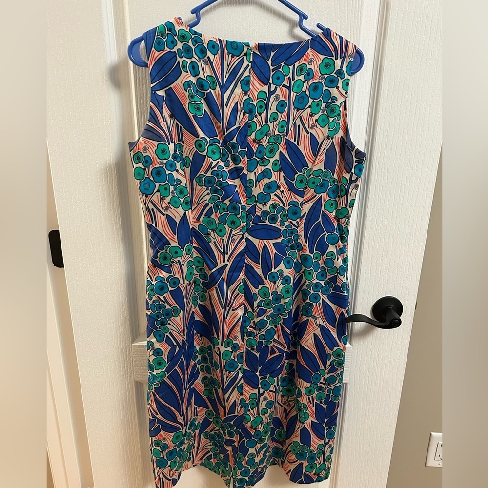 Brooks Brothers Blue and Green Floral Midi Dress